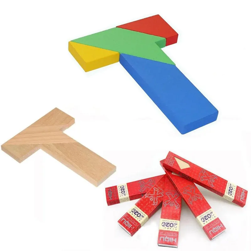 New Stitch Wooden Tangram Puzzle Montessori Geometric Pattern Stress Relief Family Interaction Educational Toys for Children