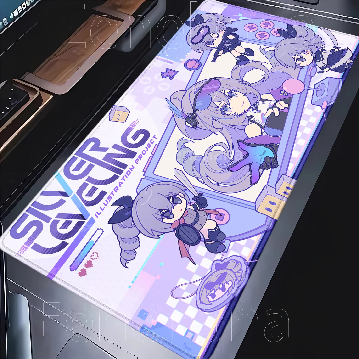 Alfombrilla de Ratón Grande XXL Silver Wolf LV.999 HSR Honkai Star Rail, Nueva Alfombrilla Antideslizante para Teclado con Diseño de Anime Kawaii, Alfombrilla para Juegos de PC