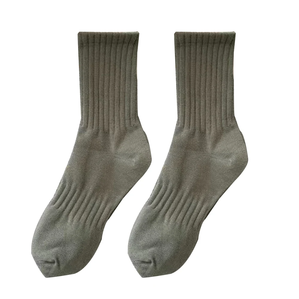 1 Pair Men Black White Warm Socks Autumn Winter Male Breathable Solid Color Sport Long Middle Tube Casual Socks Hosiery For Men