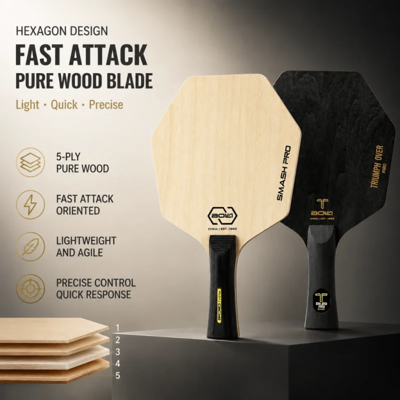 Hexagonal Table Tennis Racket Bottom Plate 5 Layers Irregular-shaped Five-ply Pure Wooden Baseplate Camphor Wood Bottom Beat