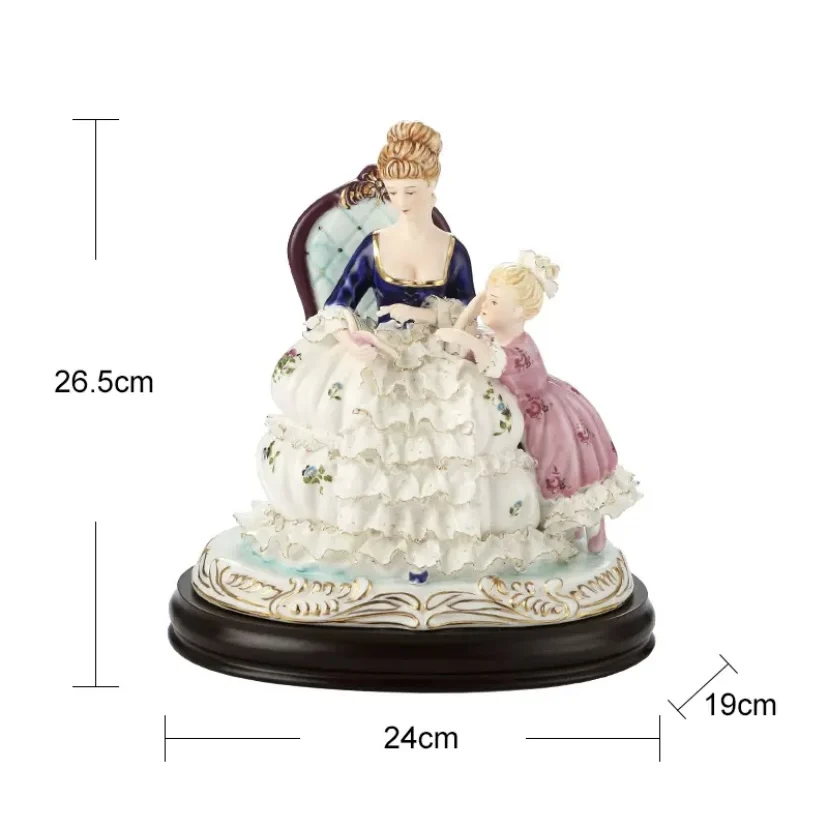 European vintage creative piano ornaments, lace porcelain figurines, character ornaments, handmade luxury living room, home