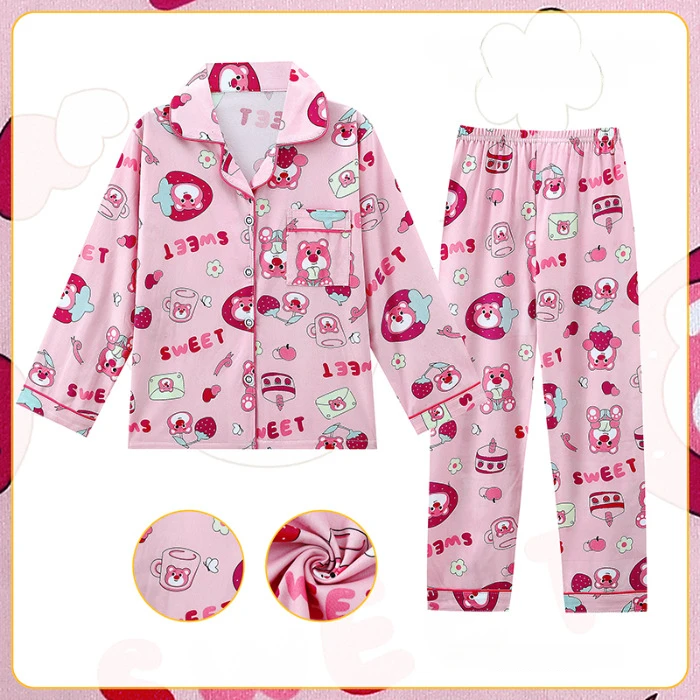 Sanrio Melody Children Pajama Sets Cardigan Soft Loose Breathable Night Clothes Set Kids Comfortable Lovely Print Pajamas