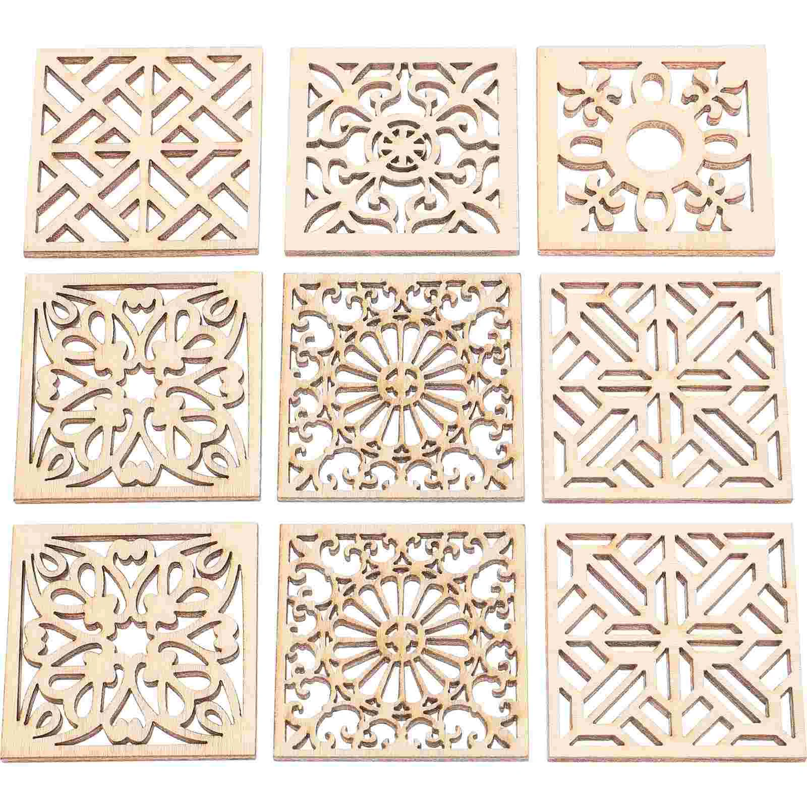 

20 Pcs Crafts Boho Decor Hollow Floral Slice 40mm Wooden Bamboo Ornaments Flower Cutouts