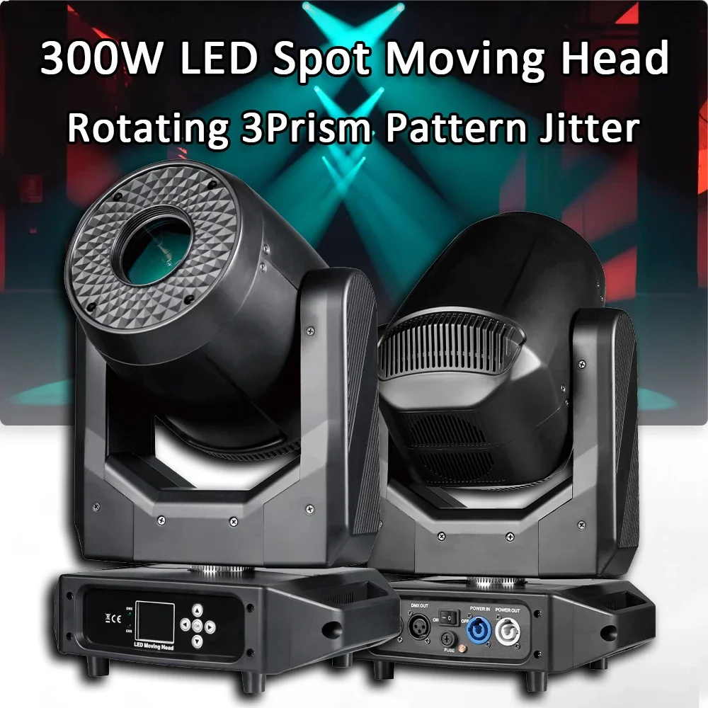 

Spot 300W LED Moving Head Lighting Rotating 3 prism and pattern jitter For Wedding Concert DJ Party Disco Stage DMX512 Lights
