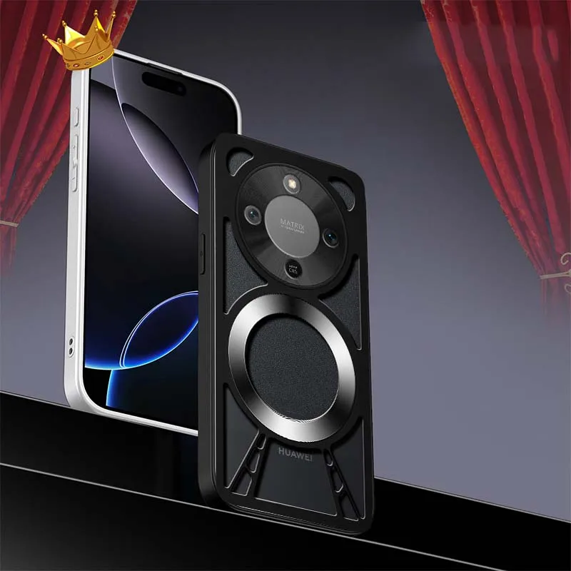 

For Magsafe For Honor X9C X9D X70 X60 Pro Smart Metal Alloy Hollow-out Heat dissipation Magnetic Case Shell Cover