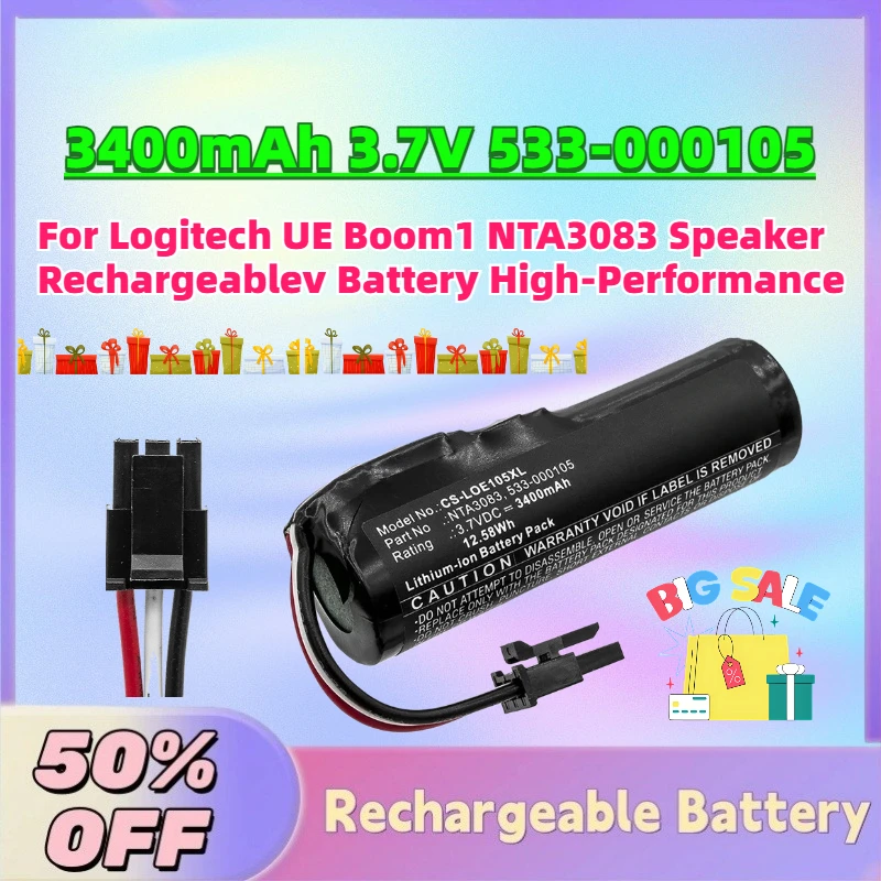 

Fast Shipping New 3400mAh 3.7V 533-000105 Battery for Logitech UE Boom1 NTA3083 Speaker Rechargeablev Battery High-Performance