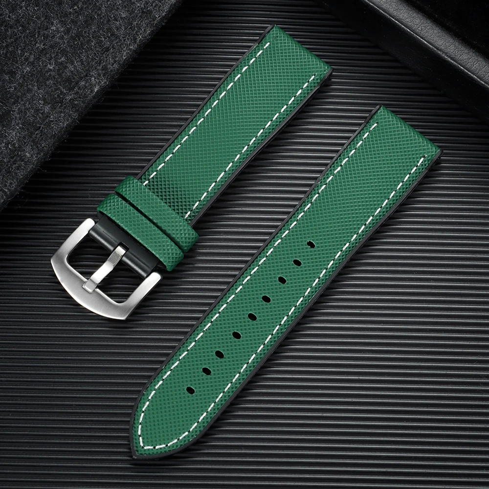18mm 19mm 20mm 21mm 22mm 24mm Nylon-Segeltuch Gummi-Hybrid Uhrenarmband Ersatz-Uhrenband Silikon Wasserdicht Herren-Armbänder