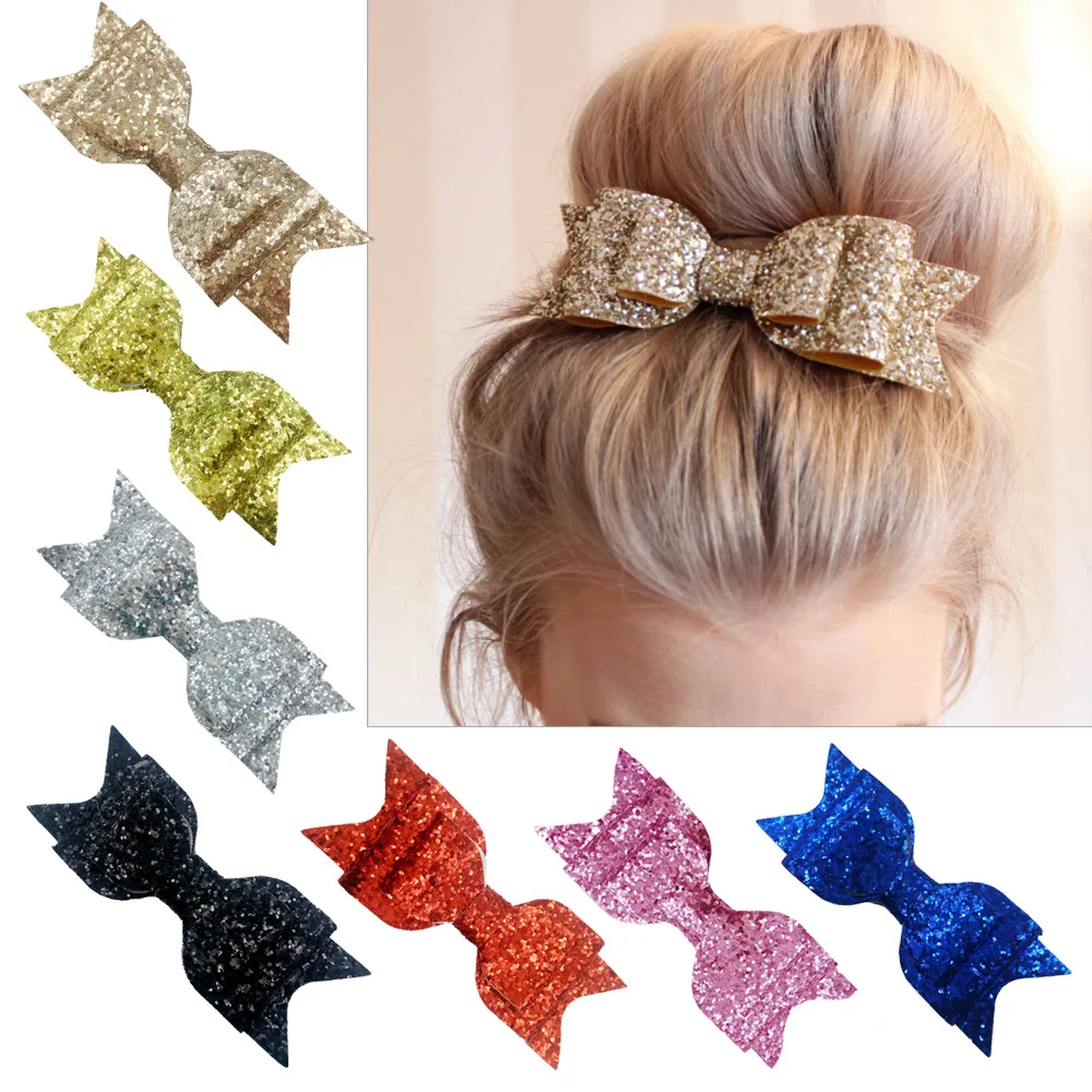 Europe and The United States Popular Girls Bow Hair Clips Large Sequins Bow Headdress