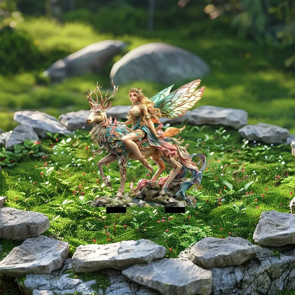 Crafts Acrylic Fairy Mini Figurine Artificial Cute Flower Fairy Statue Sculptures Creative Waterproof Garden Stake Home