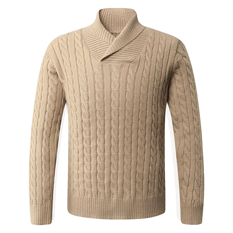 

Autumn Winter Fashion Knit Pullovers Men Solid Color Turn Down Collar Casual Knitted Sweater Man Slim Fit Youthful Vitality Tops