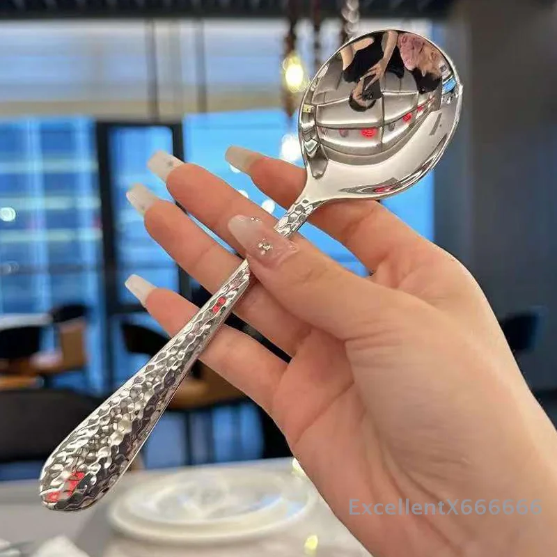 

Stainless Steel Round Spoon Net Red Golden Dinner Long Handle Stirring Dessert Spoons For Kitchen Accessories Gadgets