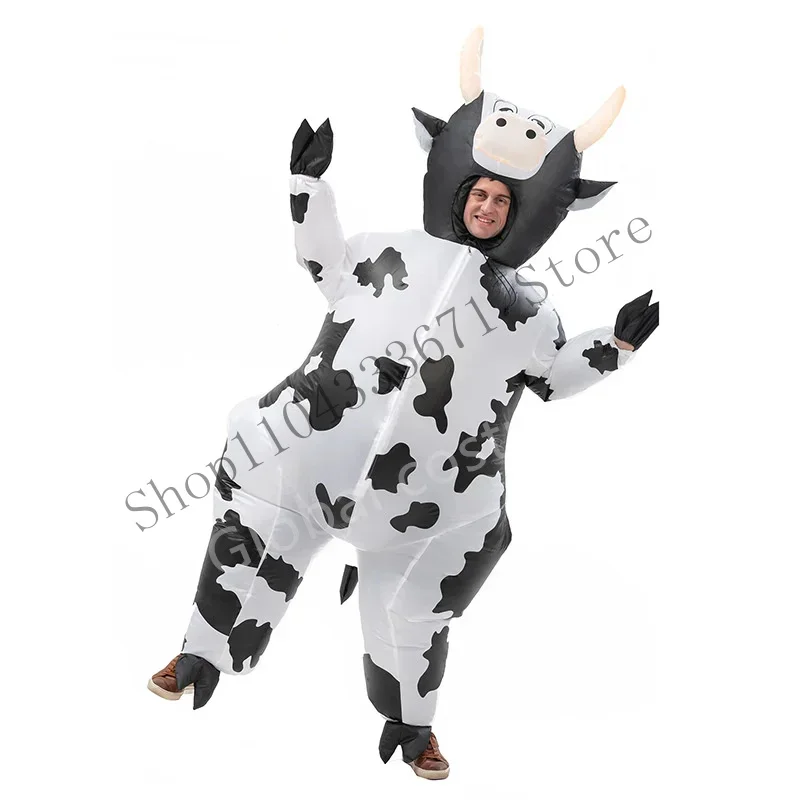 Disfraz inflable de vaca para Cosplay, ropa divertida de animales para hombre y mujer, fiesta de carnaval, espectáculo, Día de Acción de Gracias, vacaciones, vestido elegante CMM