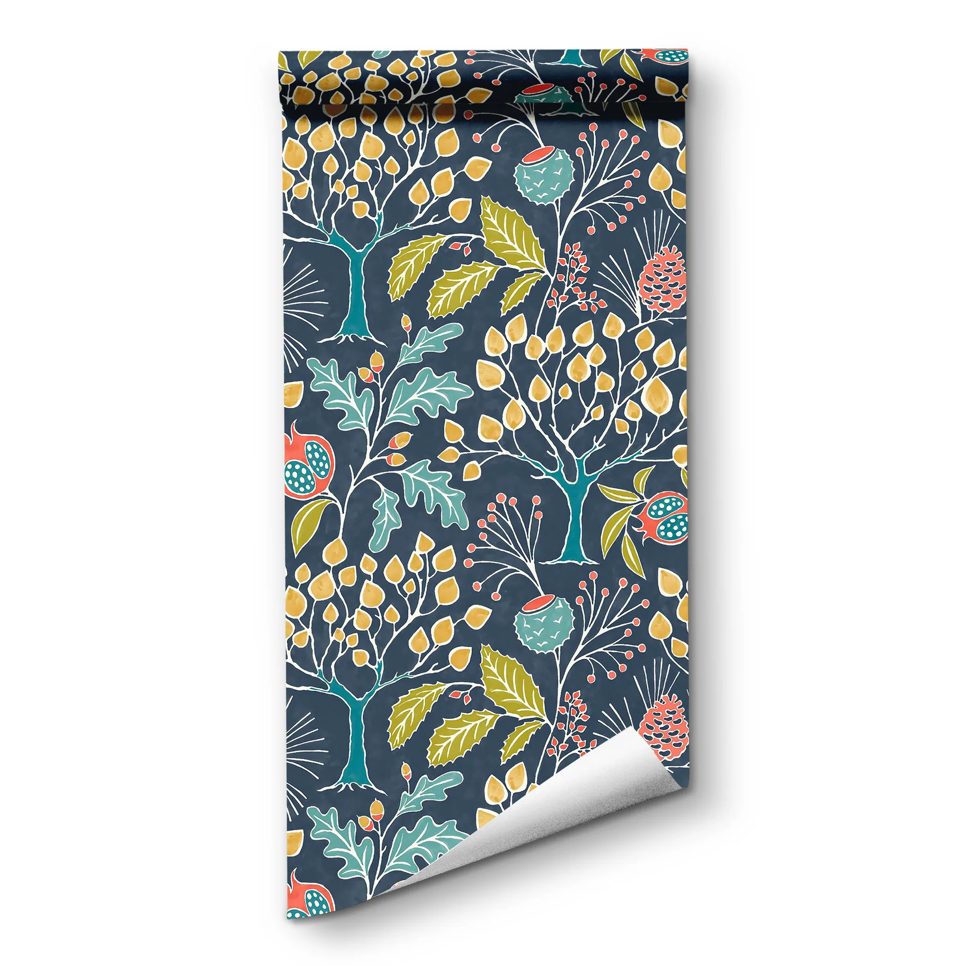 Navy Blue Self Adhesive Wallpaper Leaf Tree Removable Contact Paper Vintage Floral Peel and Stick Wallpaper for Kitchen Bathroom