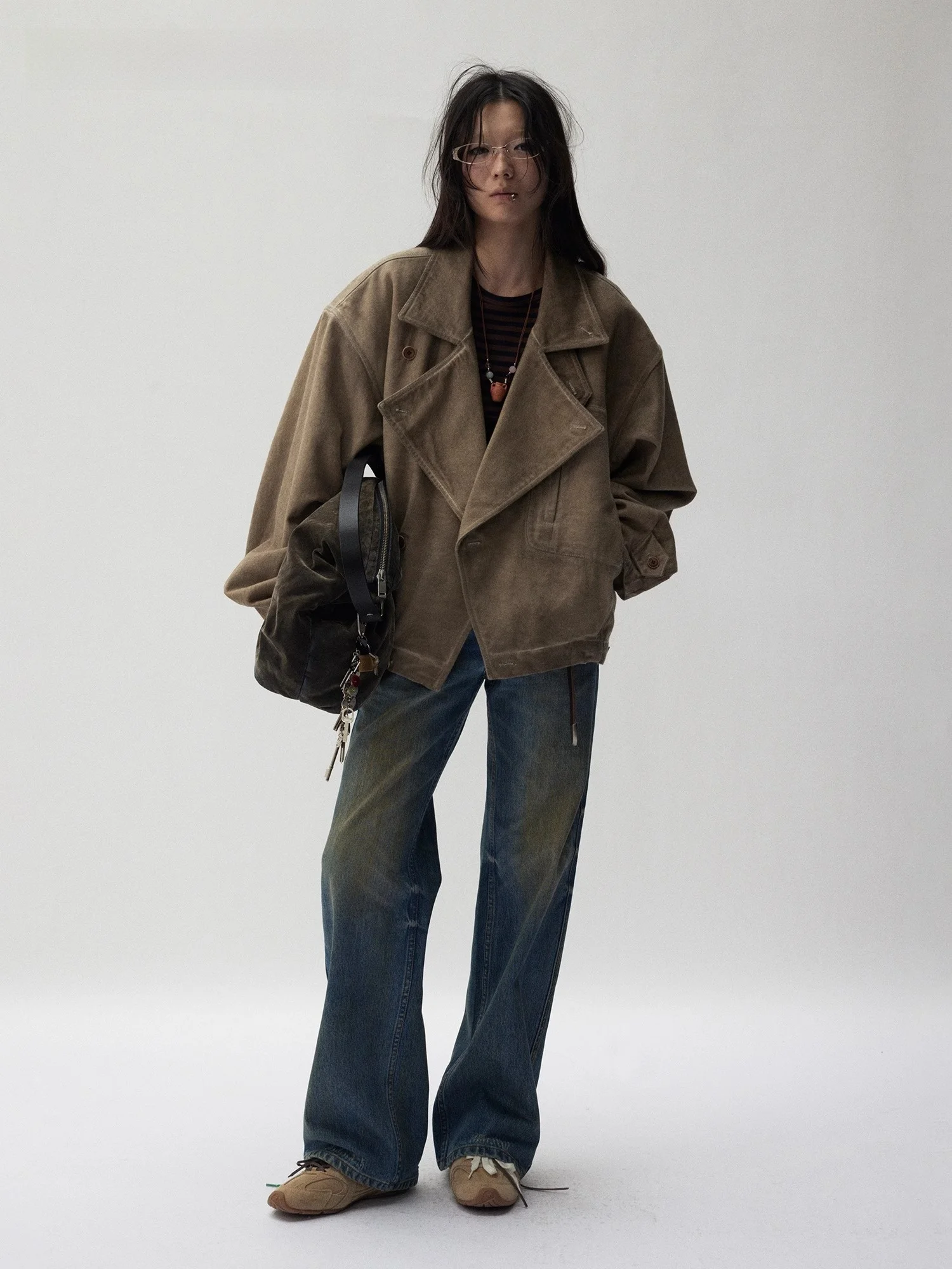 

Ретро-куртка в американском стиле, повседневная джинсовая куртка свободного кроя, рабочая одежда, модная верхняя одежда с отложным воротником, весна-осень