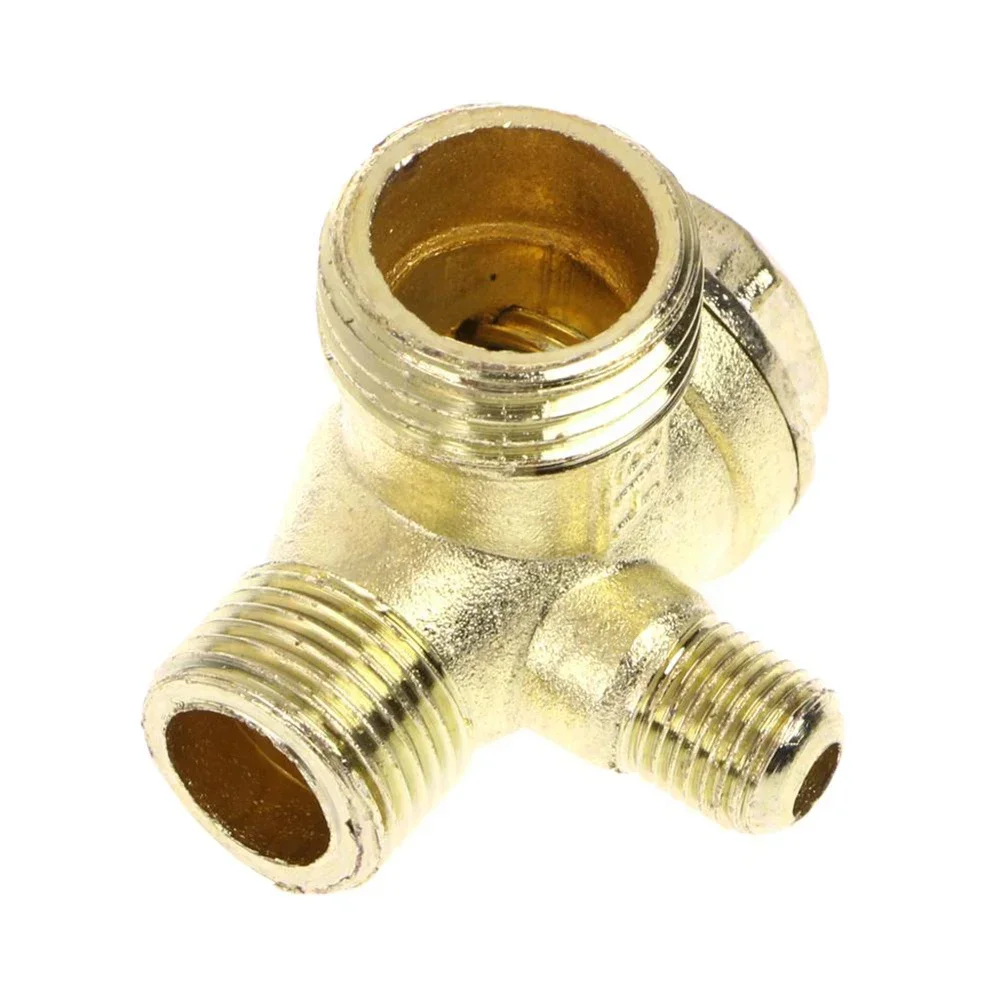 Male Thread 3 Way Air Compressor Check Valve Zinc Alloy Unidirectional Check Valve For Air Compressor Gold Tone Valve Connector