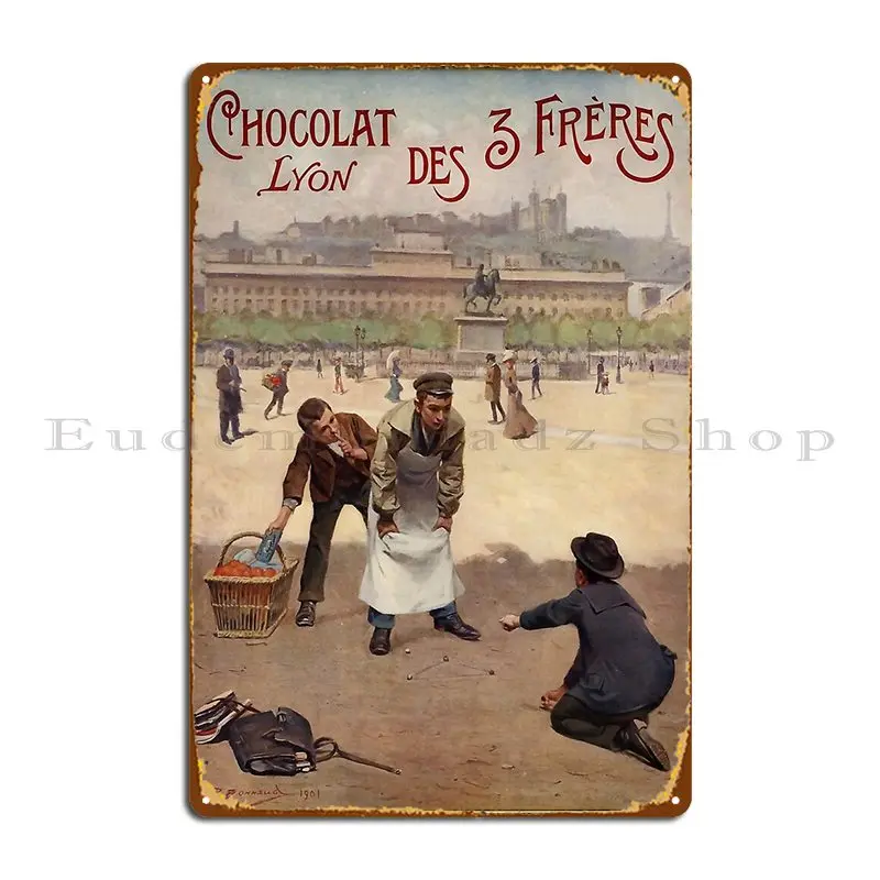 Retro Chocolat Des 3 Freres Lyon Metal Sign Plaques Wall Plaque Design Pub Personalized Wall Pub Tin Sign Poster