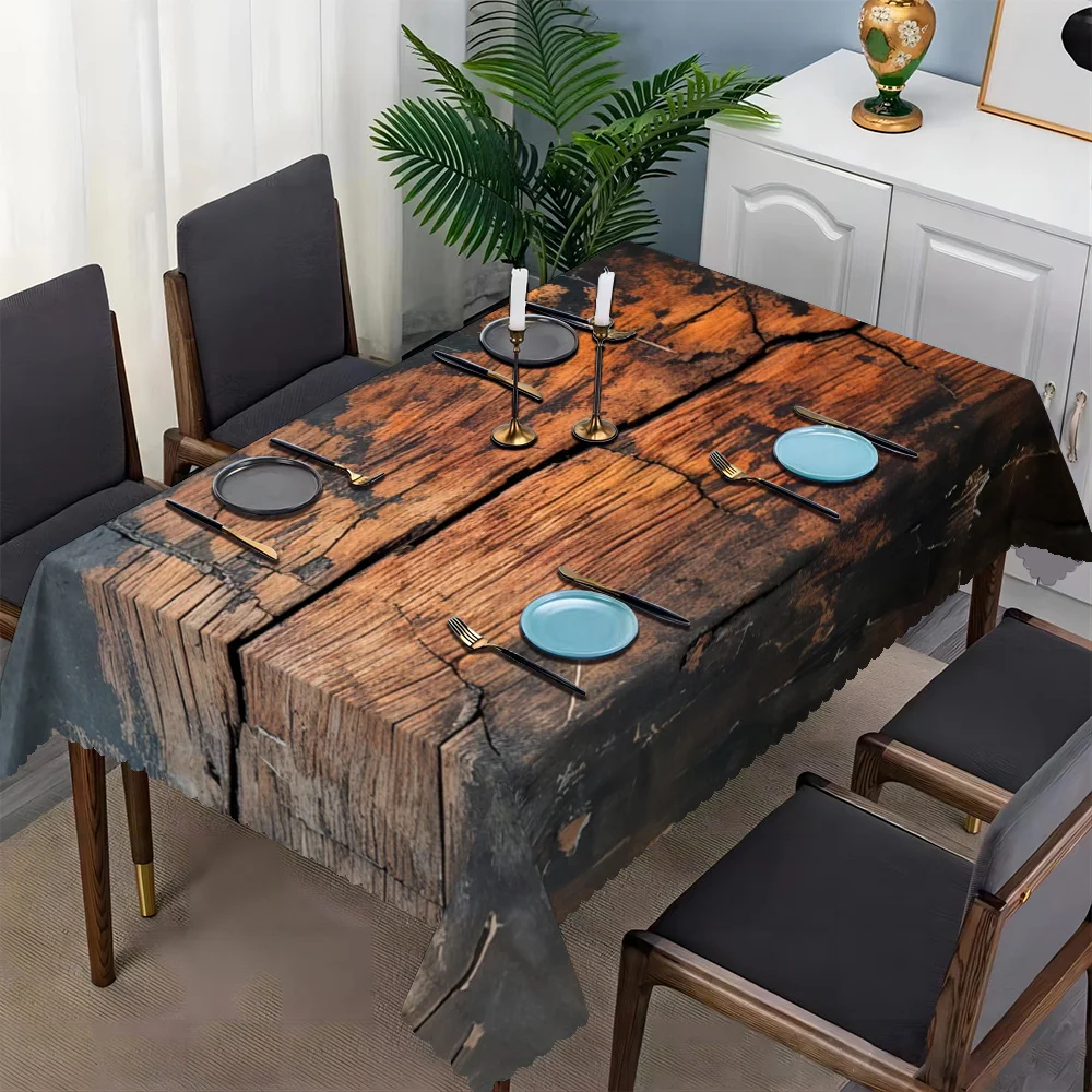 [jit] 1pc Soft, Fashionable, Beautiful and Natural Wood Grain Tablecloth, Machine Washable and Easy to Clean