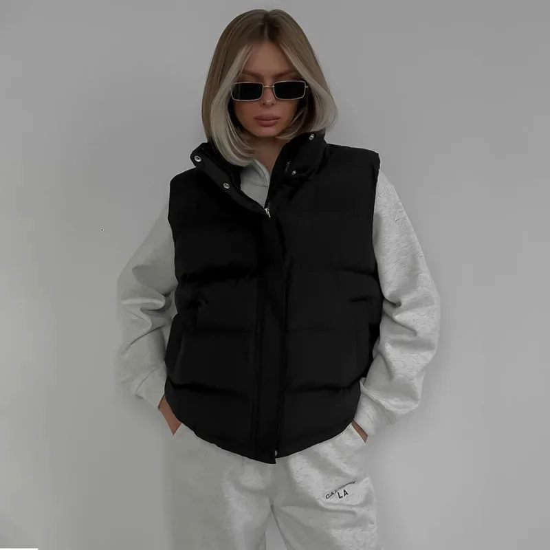 Trendy Winter Women's Puffer Vest Sleeveless Hooded Outerwear Stylish Casual Coat Autumn Hot Spicy Girl Fashion Vest For Women