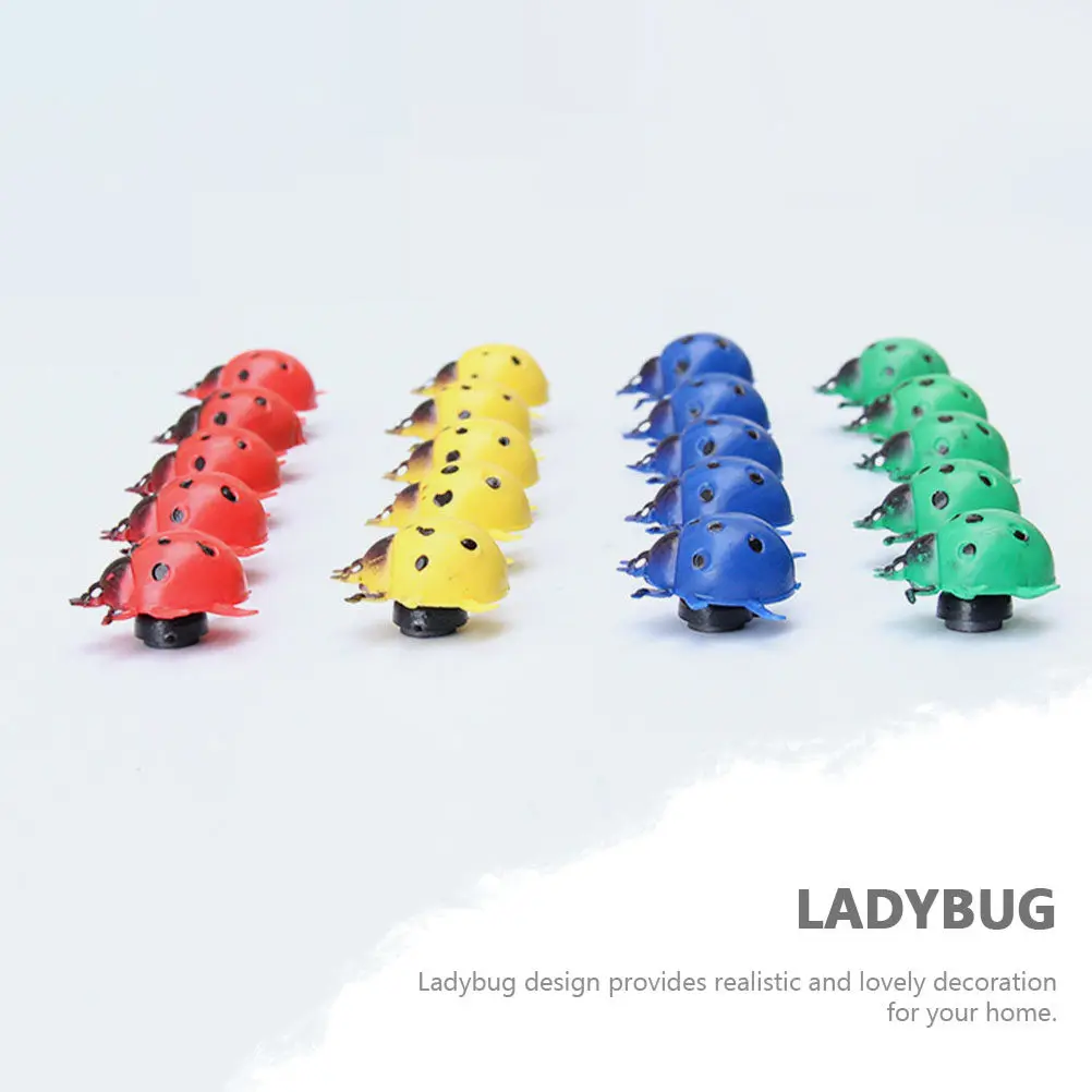 20Pcs Imitation Ladybug Refrigerator Magnets Realistic Resin Early Education Animal Cognition Decoration Garden Adornment