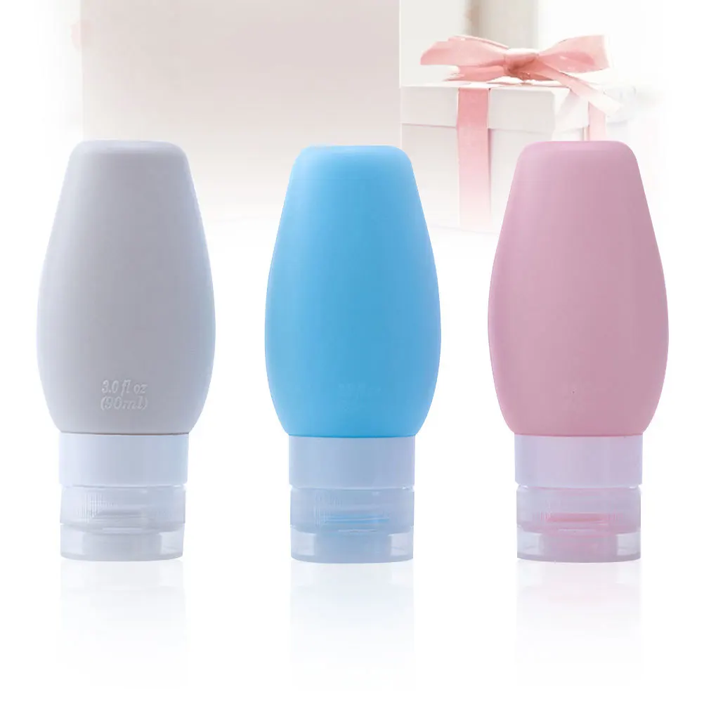 3개 세트 여행용 병 휴대용 실리콘 리필 가능한 용기 샴푸 로션 화장품 세면도구 여행용 병