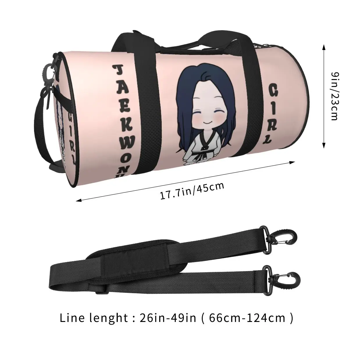 Kawaii Taekwondo Girl Sports Bags Martial Arts Training Gym Bag Large Novelty Handbags Couple Printed Weekend Fitness Bag