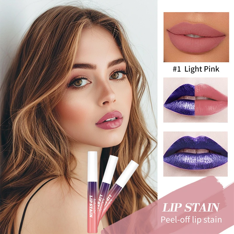 Natural Pink Liquid Lips Pink Fresh Remove Dark Lips 3 Colors Tear-off Lip Glaze Matte Mist Waterproof Non-stick Cup Lip Gloss