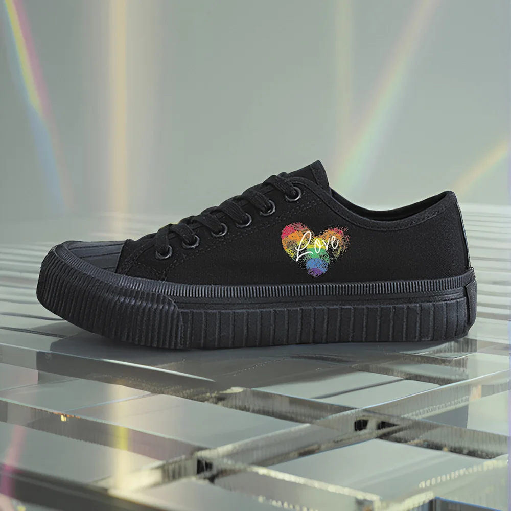 Women's Sports Shoes, Student Sports Enthusiasts, Spring and Summer Women's Canvas Shoes, Colorfulful Fingerprint Heart High-Top Round Toe Flats Bottom Breathable Vulcanized Shoes, Digital Printing Women's Shoes