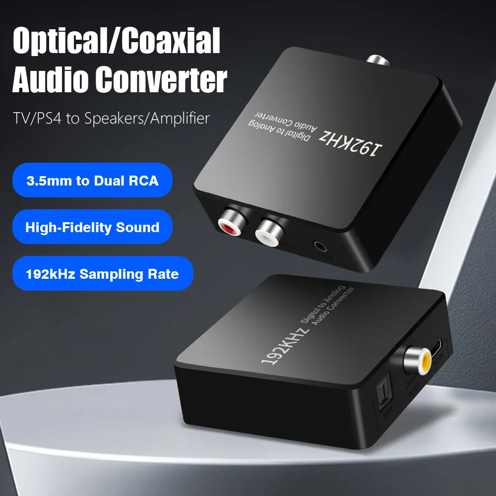 Toslink Coaxial Audio Converter 3.5MM SPDIF Digital Optical To Dual RCA AUX TV Speaker Amplifier Converter For PS5 PS4 TV DVD