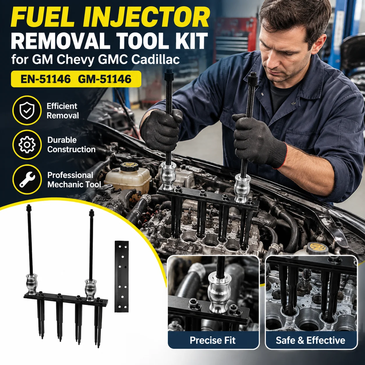En-51146 Gm-51146 Fuel Injector And Rail Assembly Replacer Master Tool Kit Gm Chevy Gmc For Cadillac