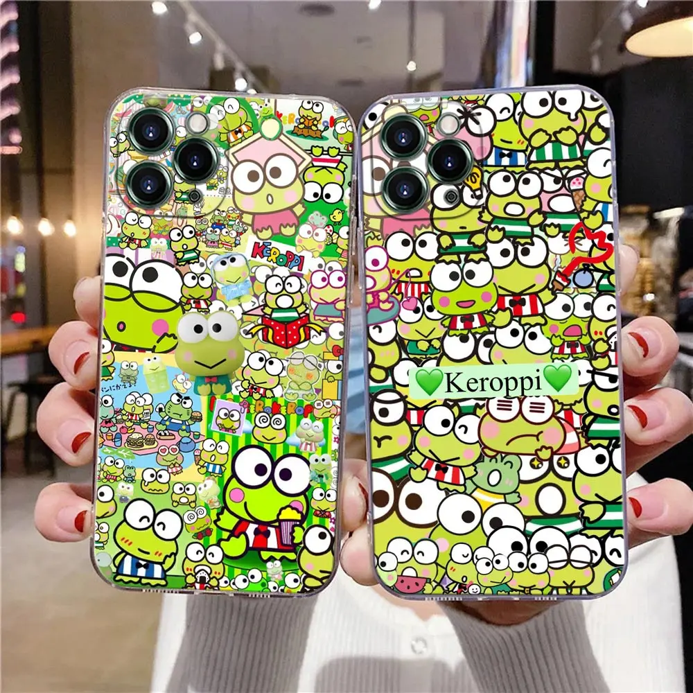 Keroppi Sanrio Froggy Clear Phone Case For iPhone 16 15 14 13 12 11 Pro Max Mini Xs XR X 7 8 16 Plus 6 Soft Cover Silicone Cases