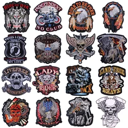 Toppa per motociclista con teschio toppe ricamate grandi per abbigliamento toppe Punk su vestiti cucire/stirare su toppe per giacche Back Big Patch