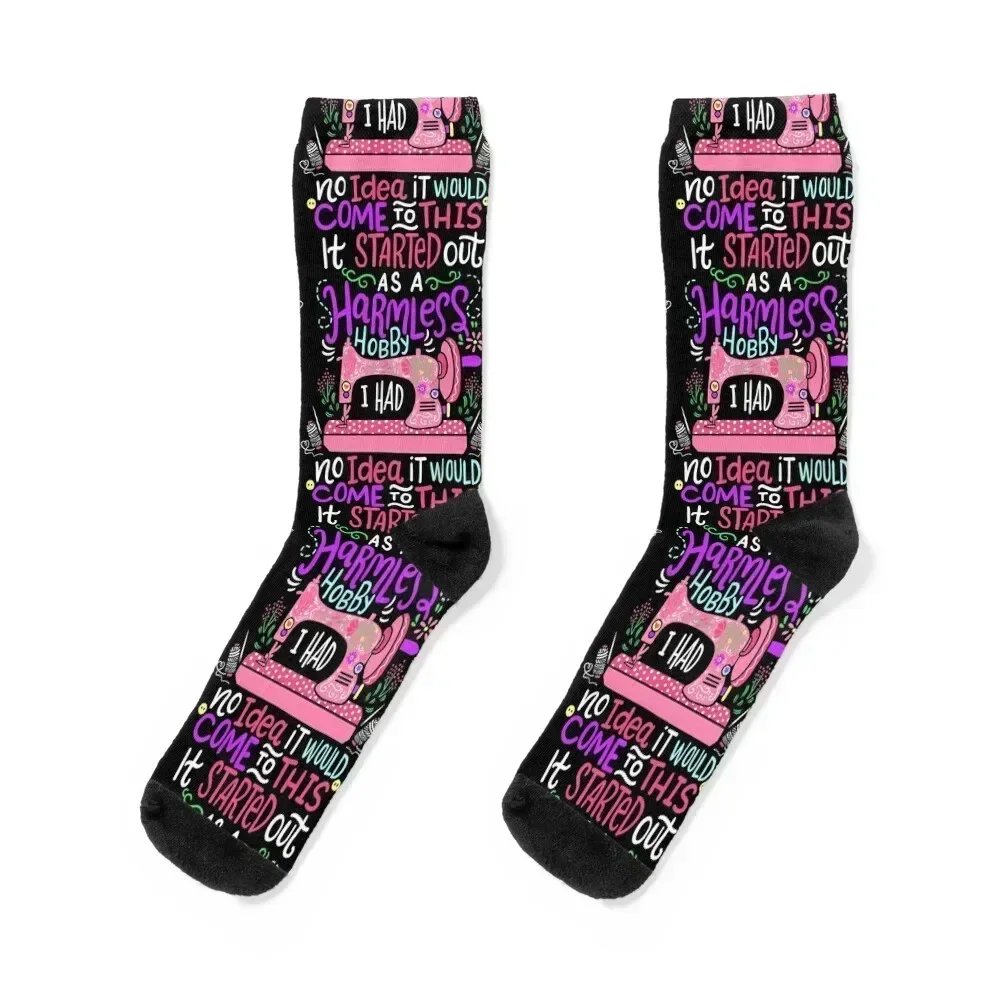 

Started Out As A Harmless Hobby Sewing Quilting Socks Stockings compression cute cotton Christmas Socks For Women Men's