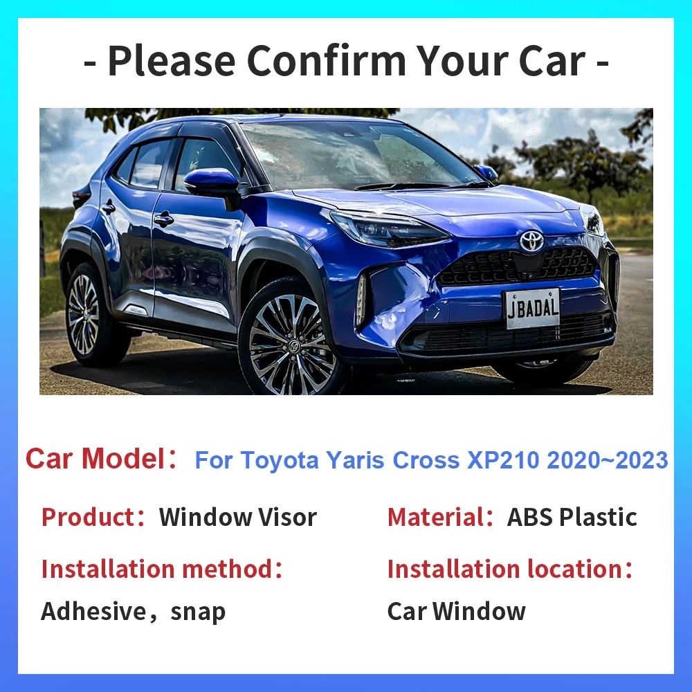 Window Visor for Toyota Yaris Cross XP210 2020~2023 Car Side Vent Smoke Cover Sun Rain Guard Awnings Shelter Exterior Accessorie