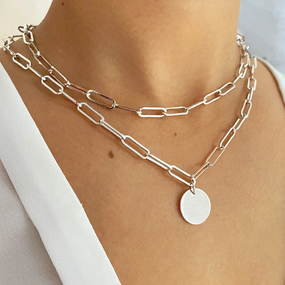 Necklace حلية مستديرة الطبقات قلادة ، المرأة مجوهرات ، اكسسوارات للبنات ، الهدايا الجمالية ، قلادة الموضة ، الملابس ، 2022