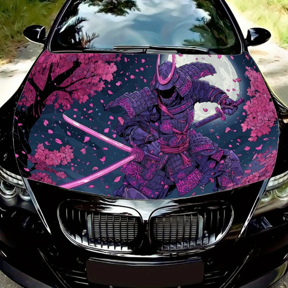 

Прохладные и великолепные наклейки на капот автомобиля Purple-cherry-blossom Samurai, водонепроницаемые самоклеящиеся, устойчивые к царапинам, легко приклеиваемые, d