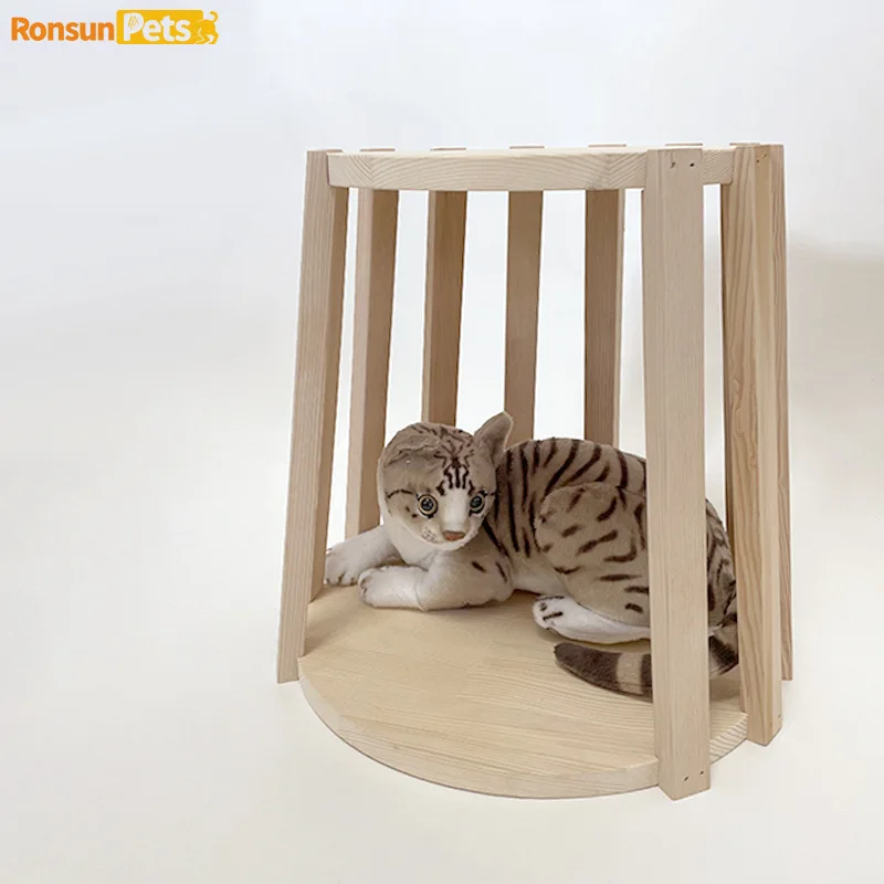 Pet bedside table cat nest integrated human pet shared bedside nest solid wood simple wooden bedside table nest
