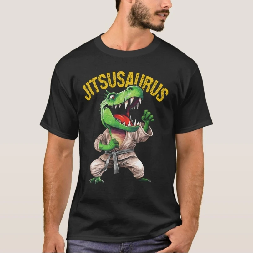 Jitsusaurus Brazilian Jiu Jitsu Dinosaur T-Rex Martial Art T-Shirt 100% Cotton O-Neck Short Sleeve Summer Casual Mens T-shirt