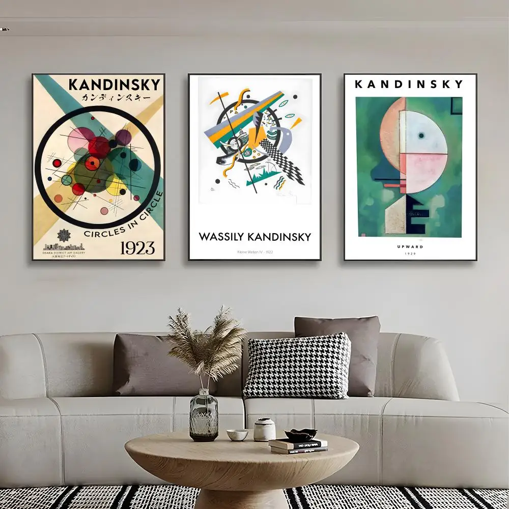 Abstract Artist Wassily Kandinsky Poster Retro Kraft Paper Sticker DIY Room Bar Cafe Aesthetic Art Wall