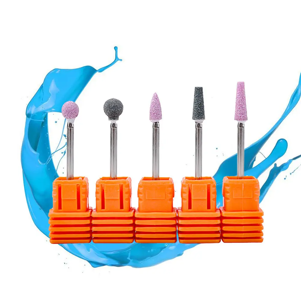 5Pcs Nail Drill Bits Set Rustproof Manicure Drill Bits Reshape Polish Remove Dead Skin Nail Grinding Heads for Finger Toe Nails