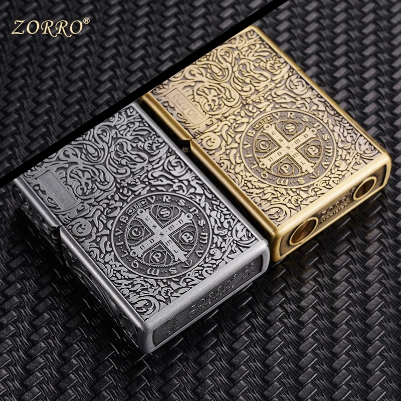 2026 Exquisite Zoro Retro High End Luxury Brass Windproof Metal Lighter Men's Hot Selling Gift Ignition Tool Optional Packaging