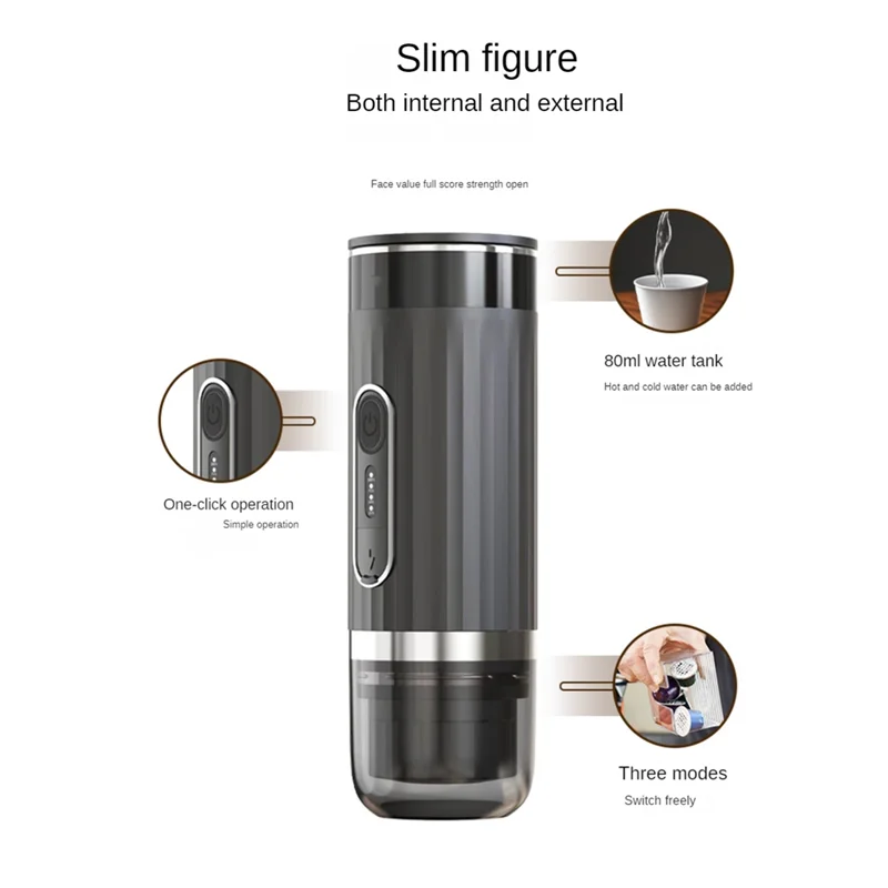 AF93-Portable cafetière Rechargeable sans fil chauffage Machine à expresso voiture café faire du café moulu et expresso voyage