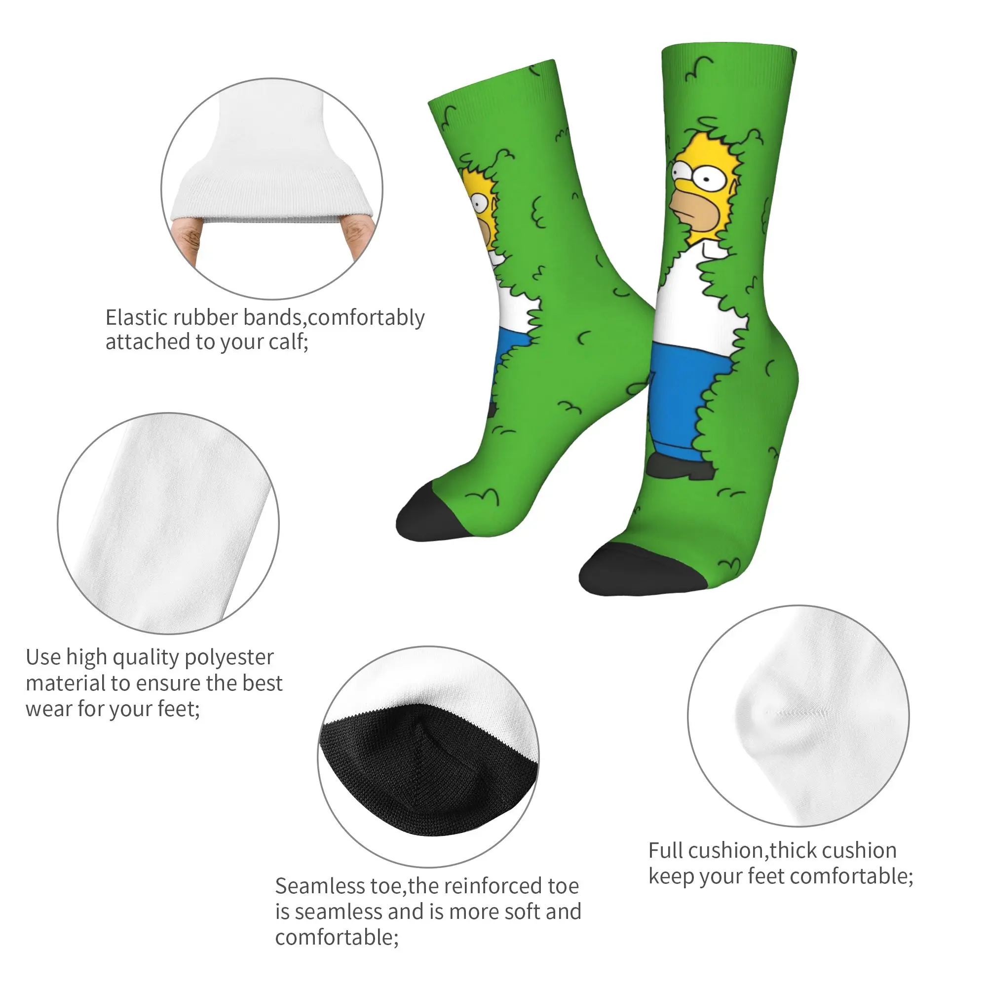 Autumn Winter Funny Unisex Cartoon The S-Simpsons Homer  Socks Non-slip Middle Tube Socks,