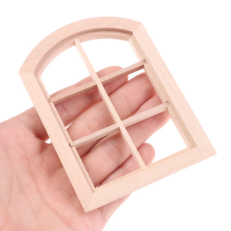 

1pcs 1:12 Dollhouse Miniature Wooden Arched Window Model Furniture Accessories
