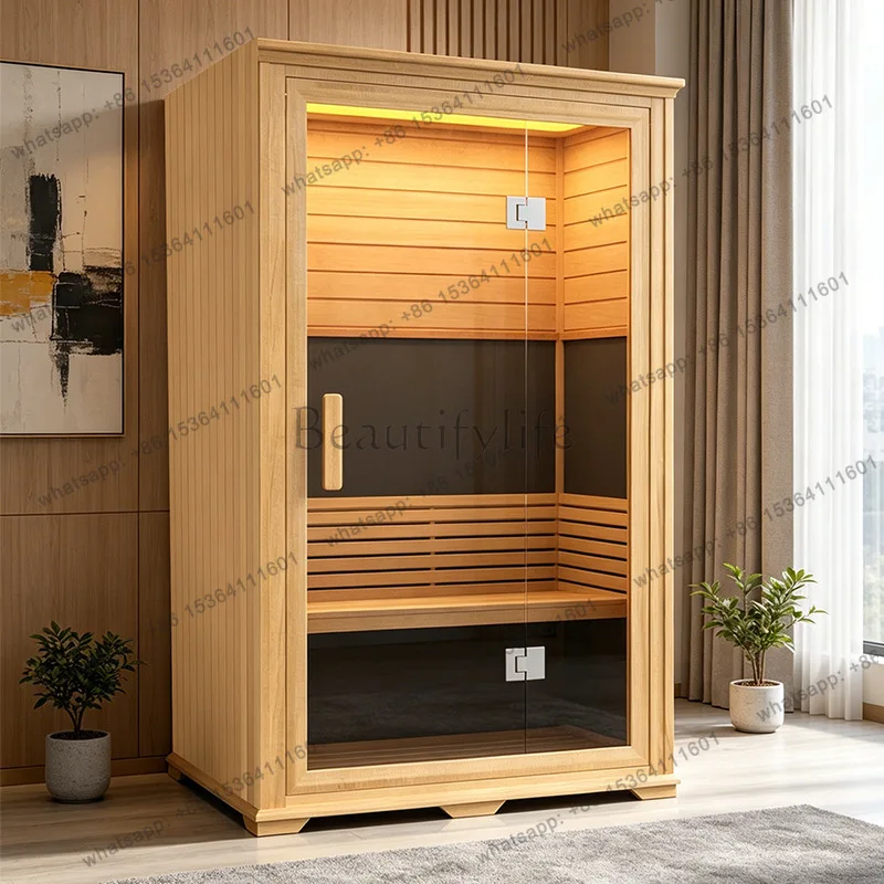 HOT Customized Sauna Household Solid Wood Double Steam Room Small Movable Steam Box