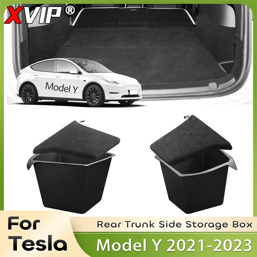 XVIP Rear Trunk Side Storage Box With Cover For Tesla Model 3 Highland 2024 Tail Boot Organizer Model Y 21-23 Austin/Berlin Made