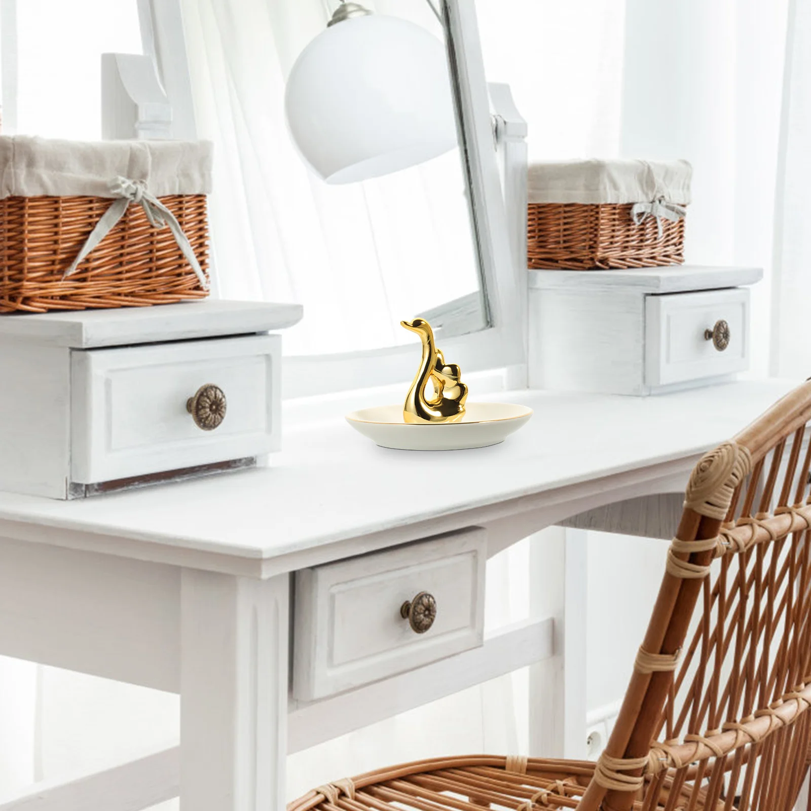 

Ceramic Jewelry Organizer Ring Dish Trinket Tray Home Decor Swan Shape Gift Ring Holder Trinket Holder Jewelry Dish