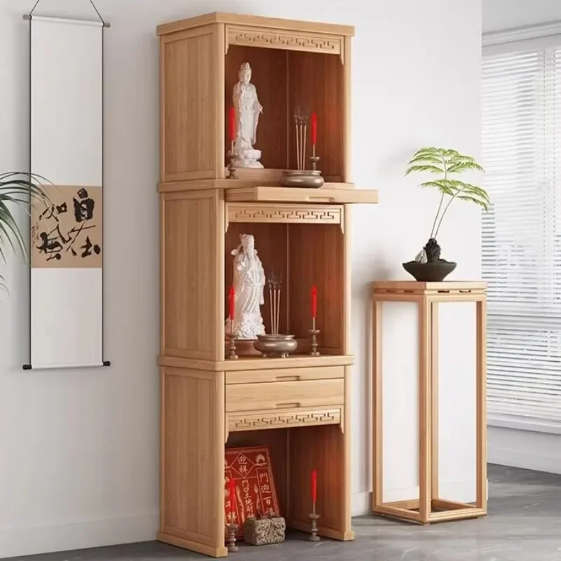 Household Three-layer Buddhist Niche New Chinese Vertical Cabinet For Table Modern Simple Placement Cabinet