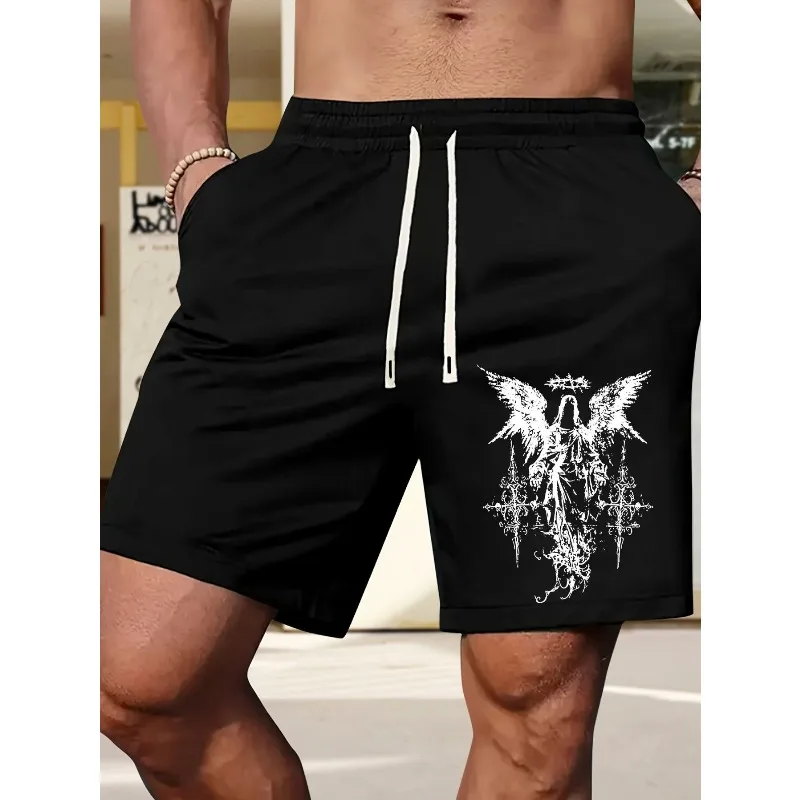 

Мужские шорты в готическом стиле с принтом, повседневные, в стиле Y2K, спортивные, уличные, унисекс, спортивные повседневные шорты