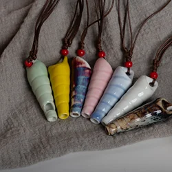 Handmade Ceramic Conch Whistle Necklace Adjustable Creative Conch Shell Pendant Artisan Jewelry Unique Gift for Women and Kids