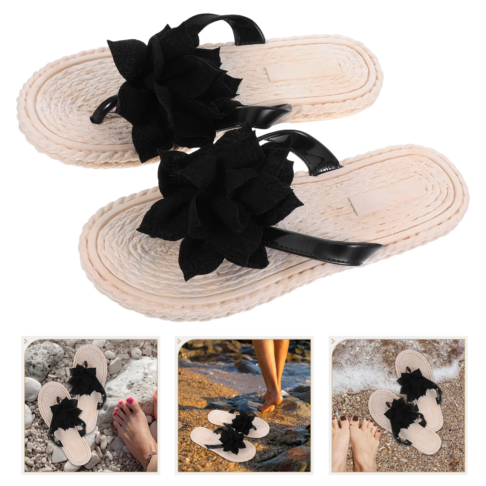 

Women Beach Comfortable PU Material Rubber Sole Summer Flops Ladies Flowers Casual Women Flip Flops Stylish Slippers